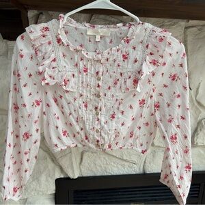 Kids LoveShackFancy White and Pink Floral Top